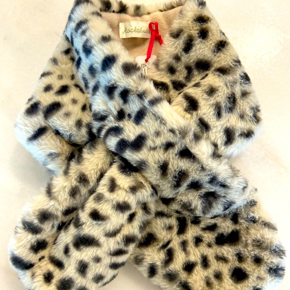 Leopard faux fur toddler shawl